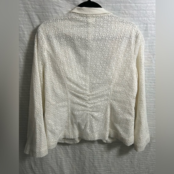Democracy White Eyelet Embroidered Open Front Blazer Jacket Size XL - Picture 9 of 9